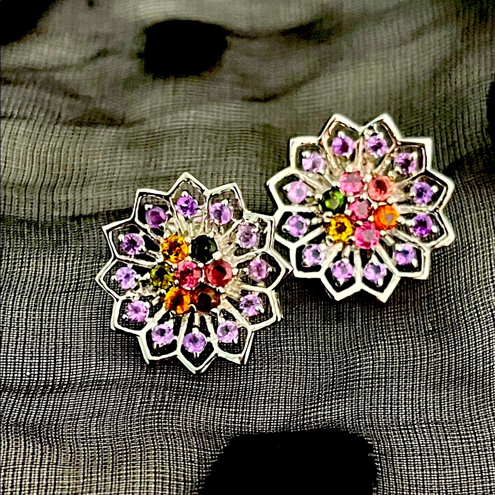 Tourmaline Amethyst 14KGP Earrings